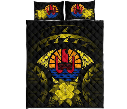 Tahiti Polynesian Quilt Bed Set Hibiscus Yellow
