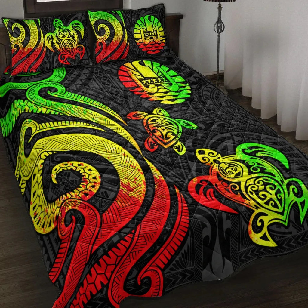 Tahiti Quilt Bed Set - Reggae Tentacle Turtle