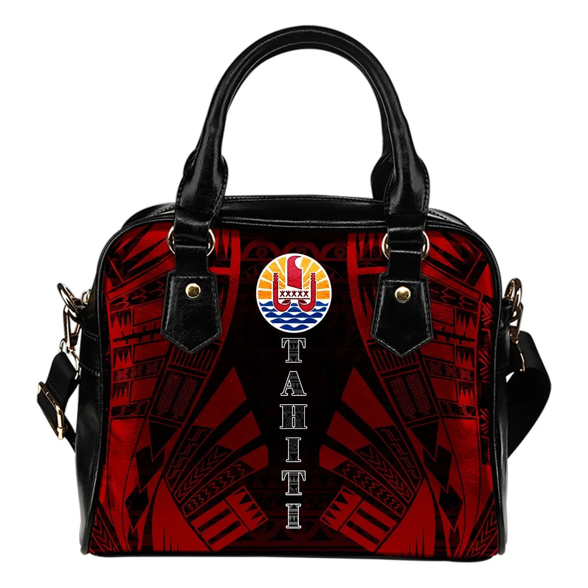 Tahiti Shoulder Handbag - Polynesian Tattoo Red