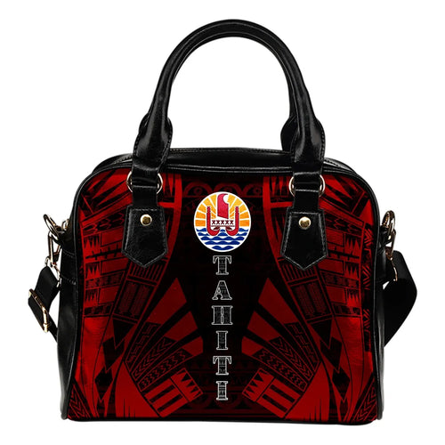 Tahiti Shoulder Handbag - Polynesian Tattoo Red