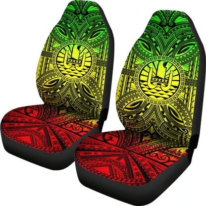 Tahiti Car Seat Cover - Tahiti Coat Of Arms Polynesian Reggae Style