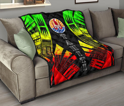 Tahiti Premium Quilt - Tahiti Flag Polynesian Reggae Tattoo