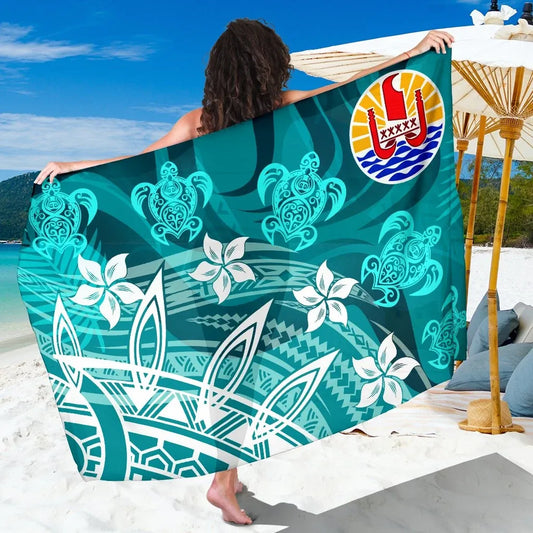 Tahiti Sarong - Turtle Around Flower