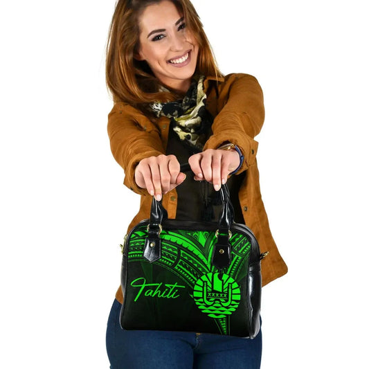 Tahiti Shoulder Handbag - Cross Style Green Color