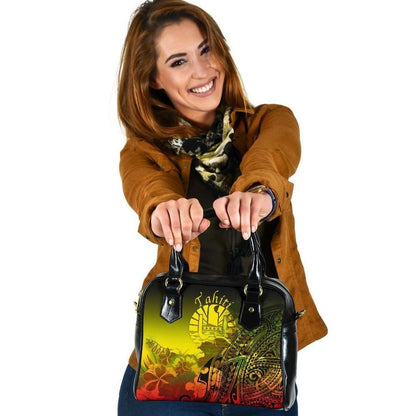 Tahiti Shoulder Handbag- Humpback Whale With Tropical Flowers (Yellow)