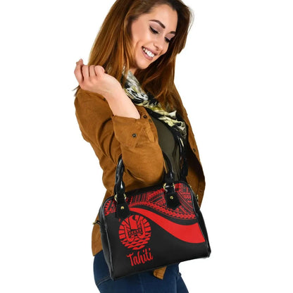 Tahiti Shoulder Handbag - Red Polynesian Tentacle Tribal Pattern