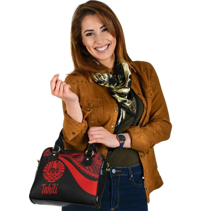 Tahiti Shoulder Handbag - Red Polynesian Tentacle Tribal Pattern
