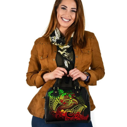 Tahiti Shoulder Handbag - Reggae Shark Polynesian Tattoo