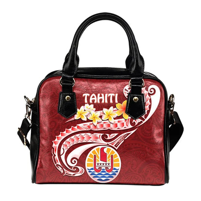 Tahiti Shoulder Handbag - Tahiti Seal Polynesian Patterns Plumeria