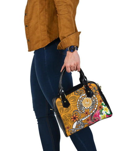 Tahiti Shoulder Handbag - Turtle Plumeria (Gold)
