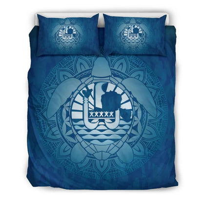 Tahiti Duvet Cover Set - Tahiti Flag Turtle