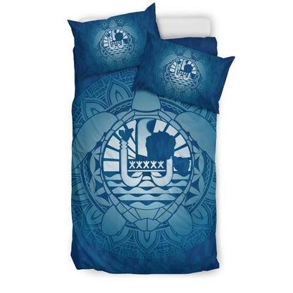 Tahiti Duvet Cover Set - Tahiti Flag Turtle