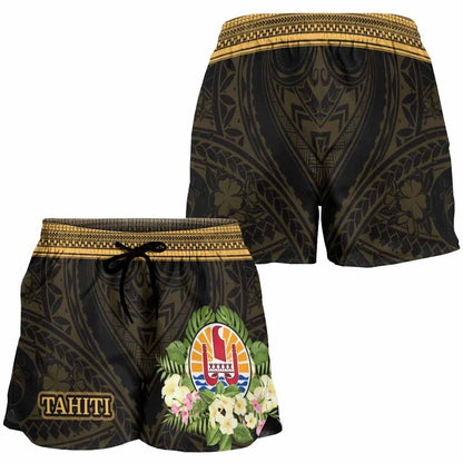 Tahiti Women Shorts - Polynesian Gold Patterns Collection