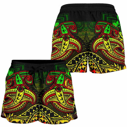 Tahiti Women Shorts - Reggae Shark Polynesian Tattoo