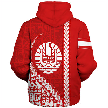 Tahiti Sherpa Hoodie Tribal Fabric And Coat Of Arms