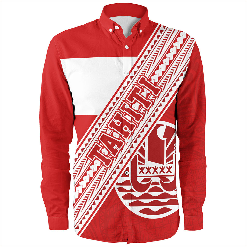 Tahiti Long Sleeve Shirt Flag And Coat Of Arms