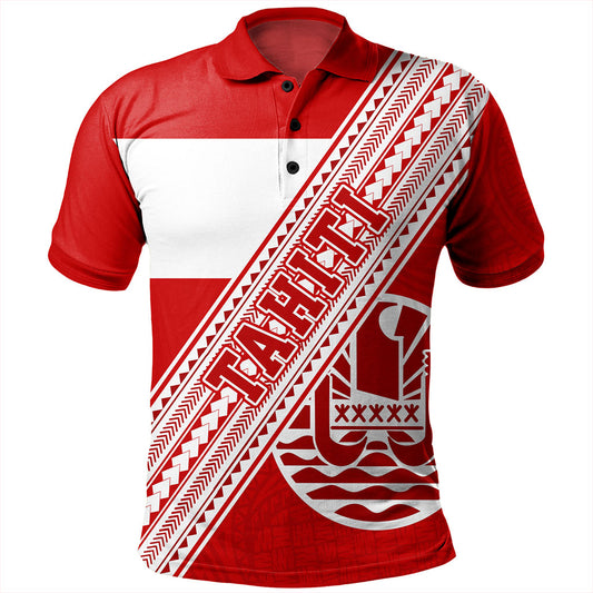 Tahiti Polo Shirt Flag And Coat Of Arms