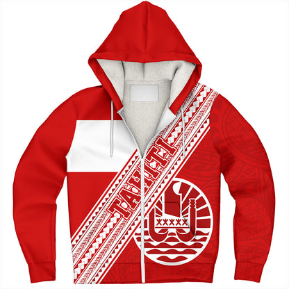 Tahiti Sherpa Hoodie Flag And Coat Of Arms