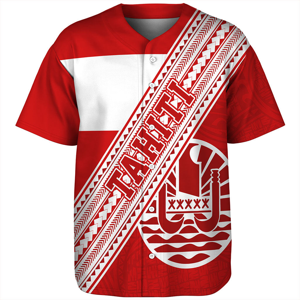 Tahiti Baseball Shirt Flag And Coat Of Arms