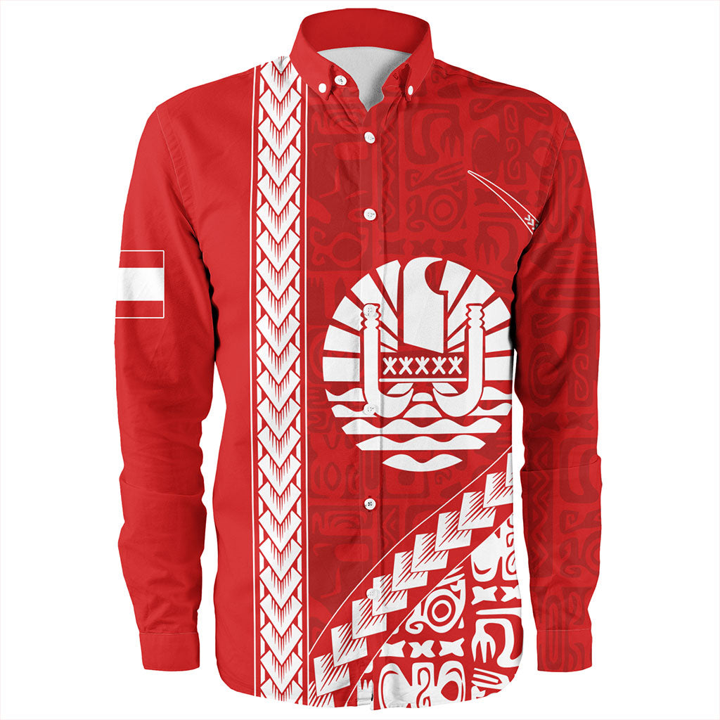 Tahiti Long Sleeve Shirt Tribal Fabric And Coat Of Arms