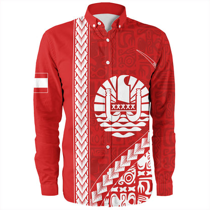 Tahiti Long Sleeve Shirt Tribal Fabric And Coat Of Arms