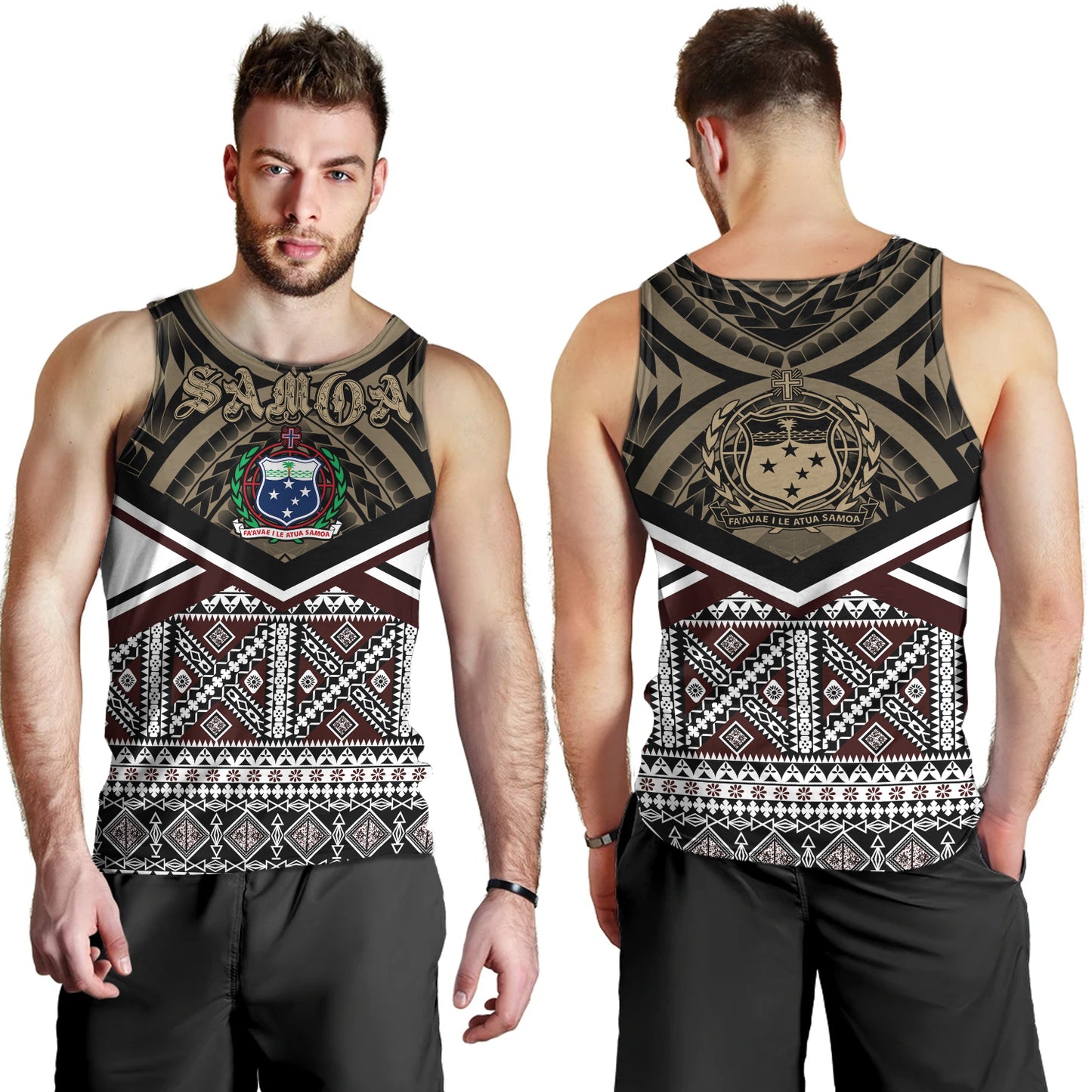 Samoa Tank Top - Samoa Masi Dobby Coat Of Arms Tank Top