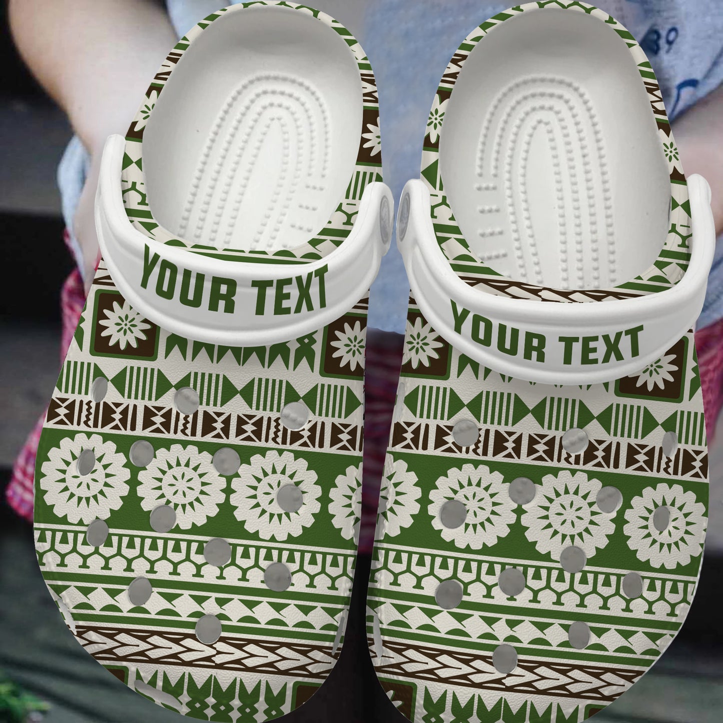 Fiji Clogs Shoes Custom Text Tapa Pattern