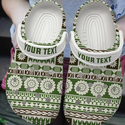 Fiji Clogs Shoes Custom Text Tapa Pattern
