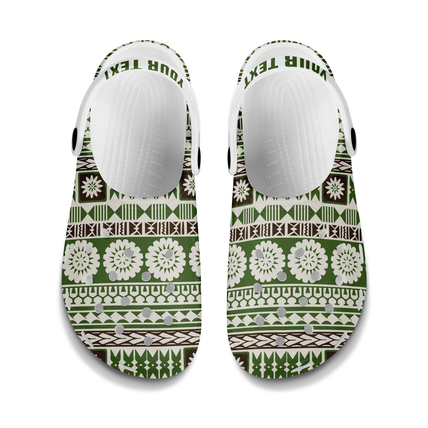 Fiji Clogs Shoes Custom Text Tapa Pattern