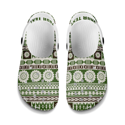 Fiji Clogs Shoes Custom Text Tapa Pattern
