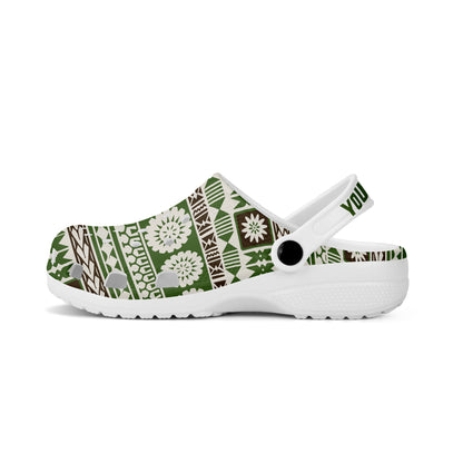 Fiji Clogs Shoes Custom Text Tapa Pattern
