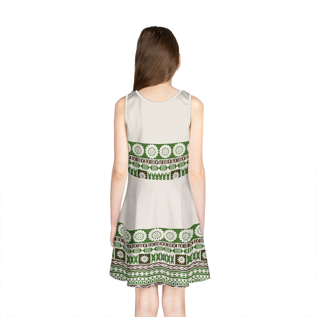 Fiji Girls Sleeveless Sundress Tapa Pattern