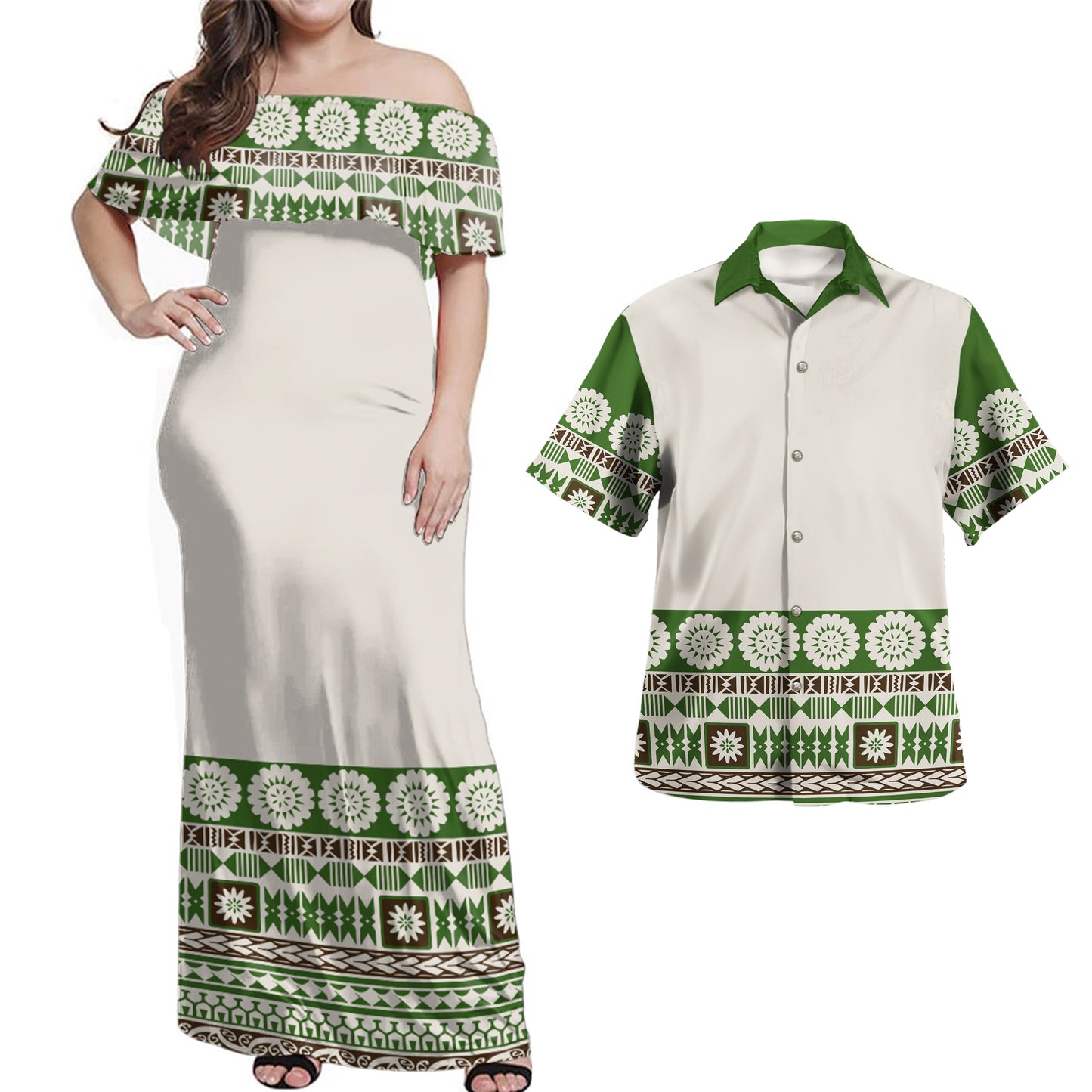 Fiji Combo Dress And Shirt Tapa Pattern