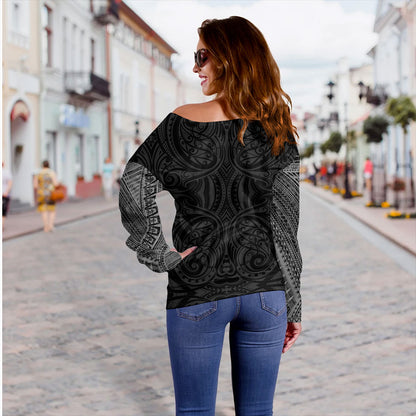Samoa Off Shoulder Sweatshirt Tribal Tattoo Chest Design