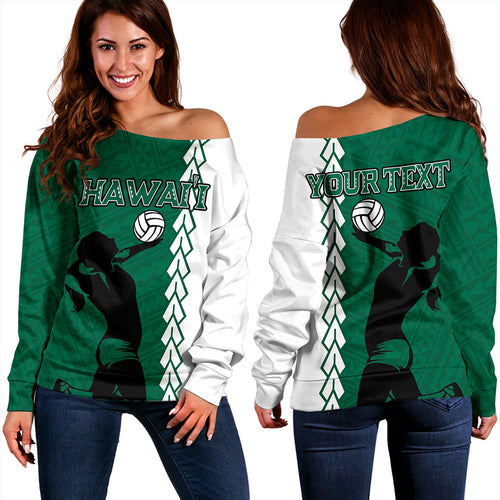 Hawaii Off Shoulder Sweatshirt Custom Women Volleyball Polynesia Tattoo