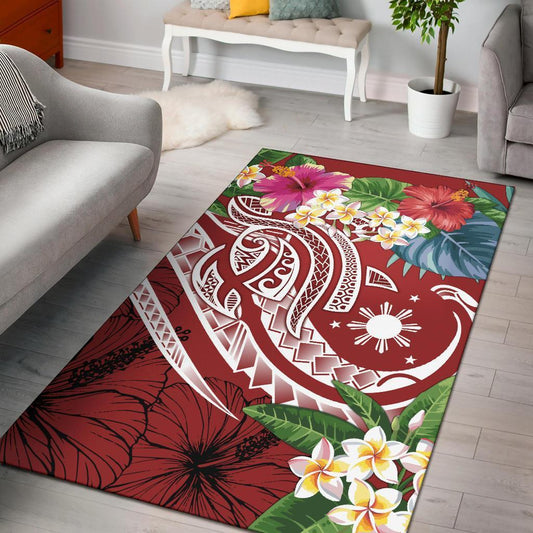 The Philippines Area Rug - Summer Plumeria (Red)