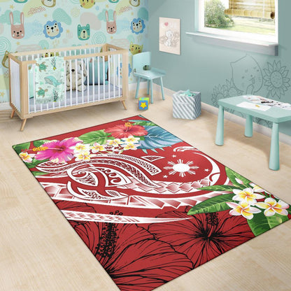 The Philippines Area Rug - Summer Plumeria (Red)