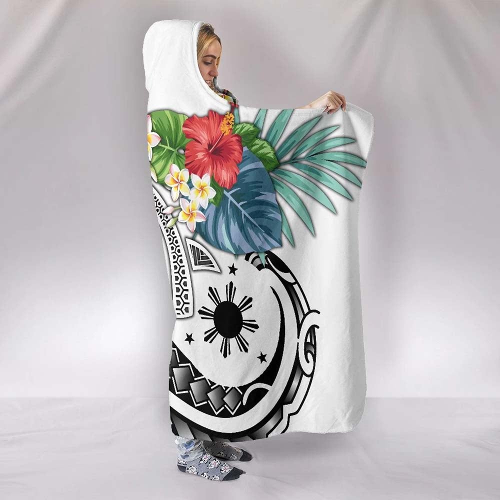 The Philippines Hooded Blanket - Summer Plumeria (White)