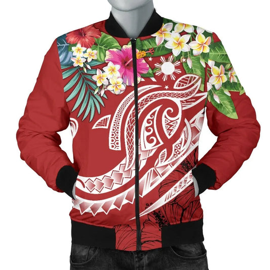The Philippines Bomber Jacket - Summer Plumeria (Red)
