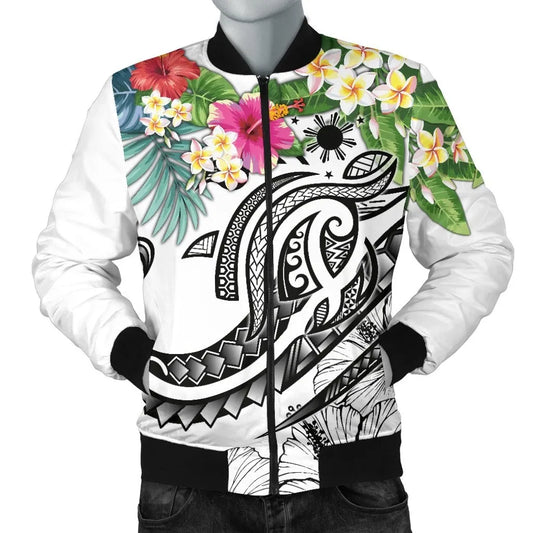The Philippines Bomber Jacket - Summer Plumeria (White)