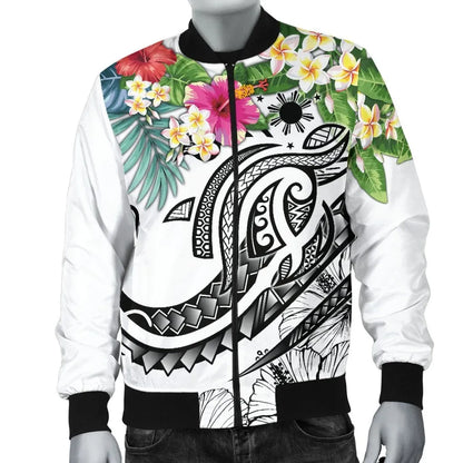 The Philippines Bomber Jacket - Summer Plumeria (White)