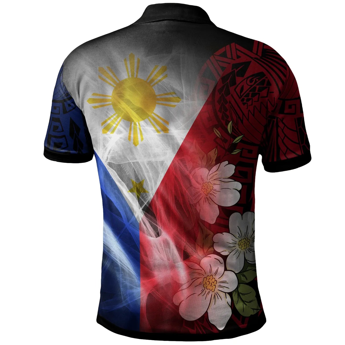 The Philippines Polo Shirt - Filipino Flag with Islander Patterns