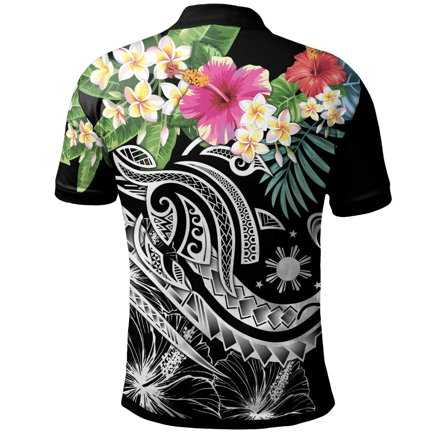 The Philippines Polo - Summer Plumeria (Black)