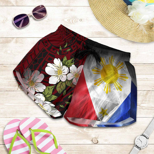 The Philippines Women Shorts - Filipino Flag with Islander Patterns