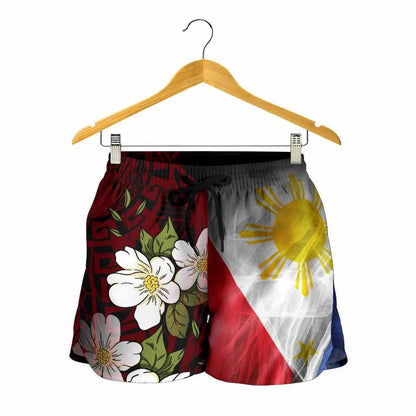 The Philippines Women Shorts - Filipino Flag with Islander Patterns
