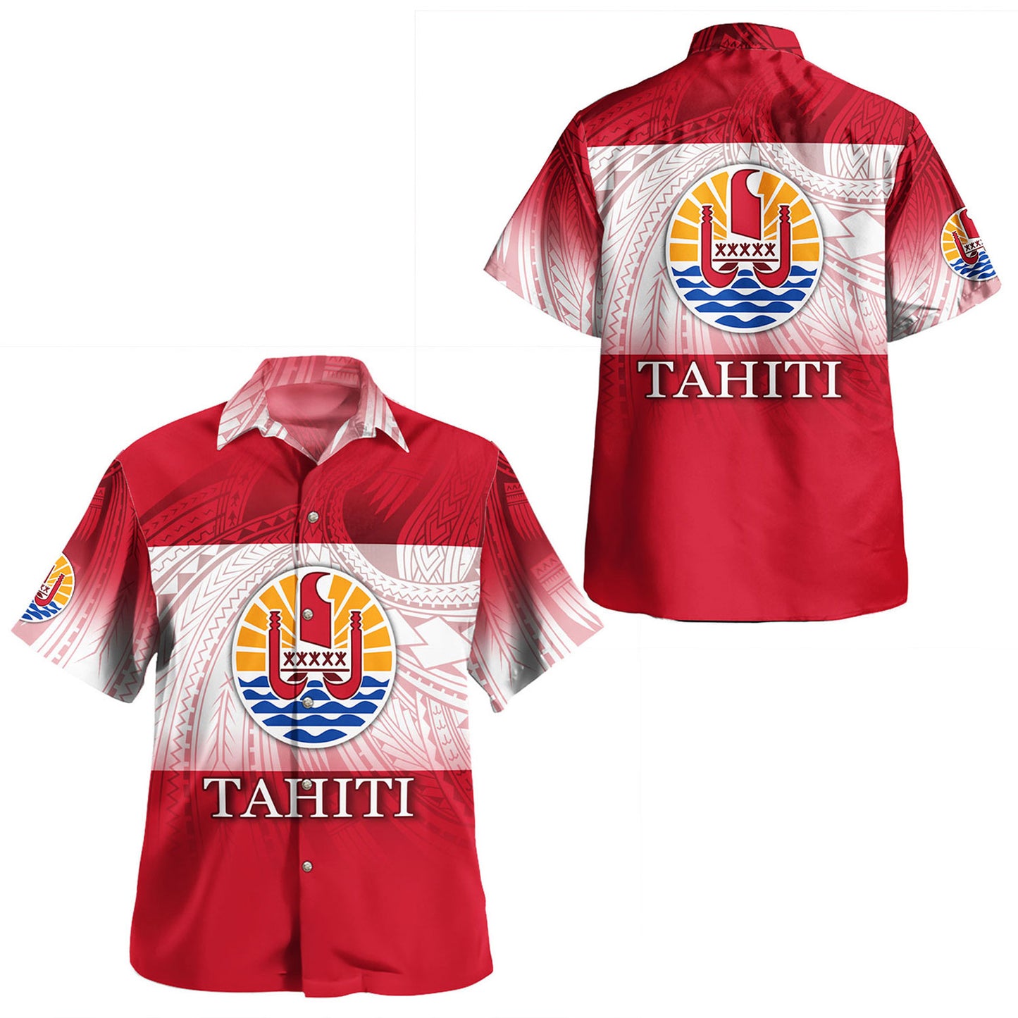 Tahiti Combo Dress And Shirt Flag Color With Traditional Patterns