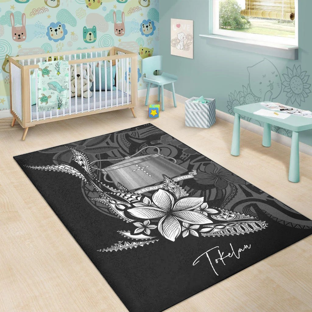 Tokelau Area Rug - Fish With Plumeria Flowers Style
