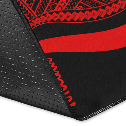 Tokelau Area Rug - Red Polynesian Tentacle Tribal Pattern
