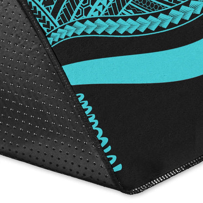 Tokelau Area Rug - Turquoise Polynesian Tentacle Tribal Pattern