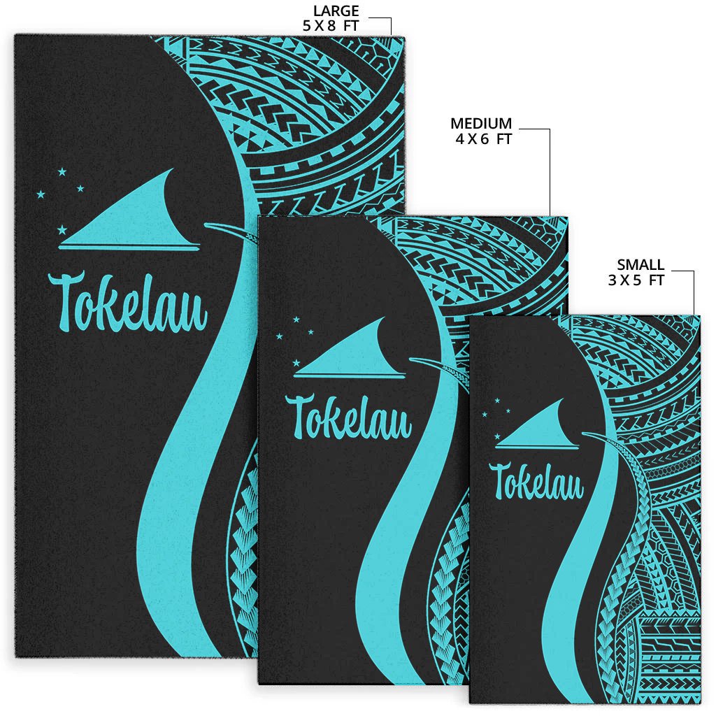 Tokelau Area Rug - Turquoise Polynesian Tentacle Tribal Pattern